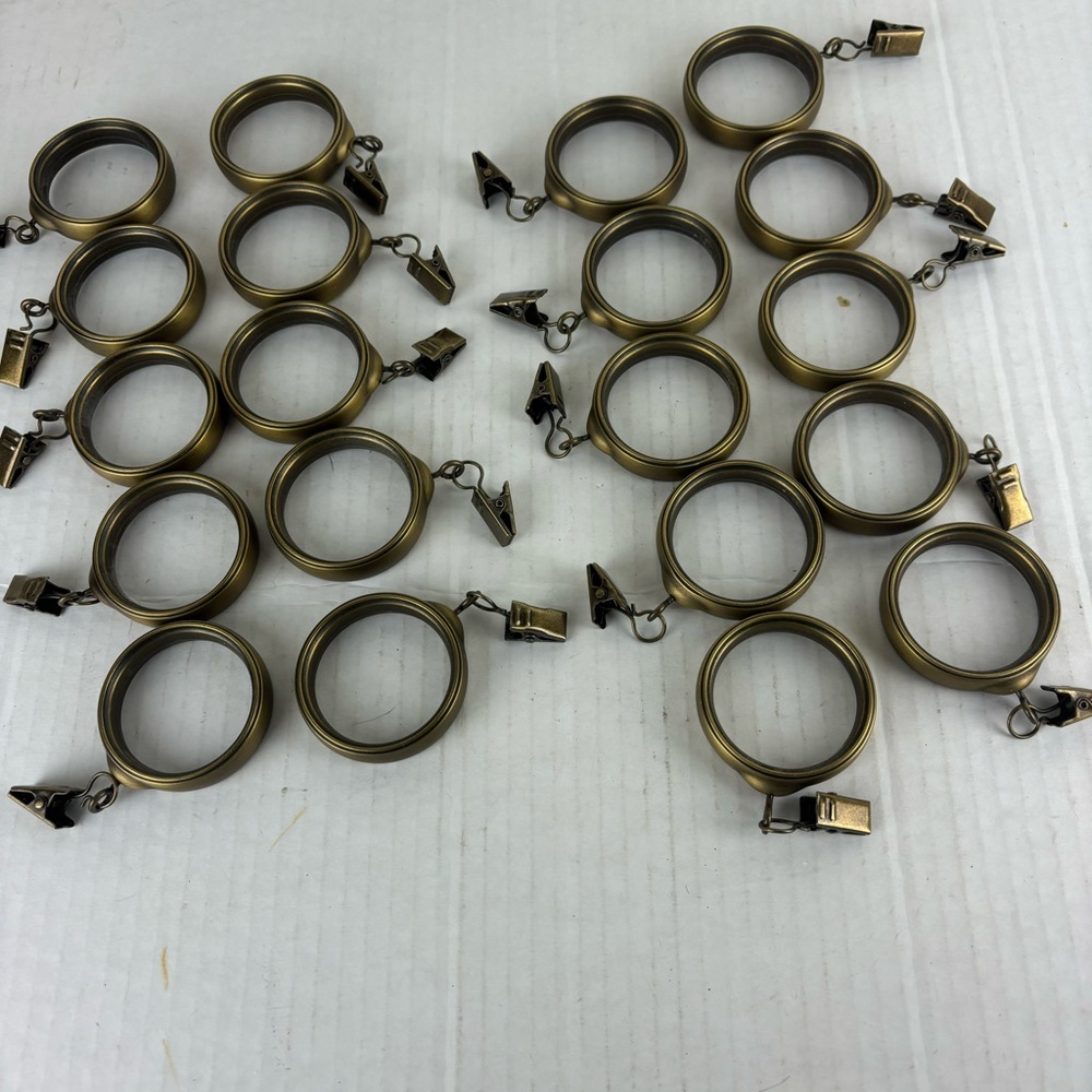Antique Brass Curtain Clip Rings - Set of Curtain Drapery Rings